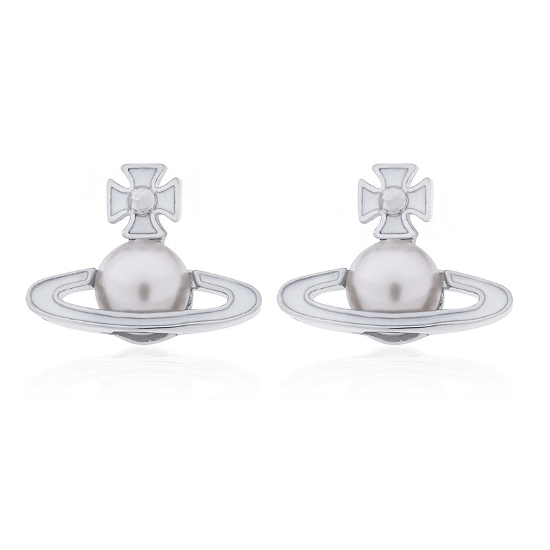 Vivienne Westwood Pearl paint series earrings small and personalized all-match