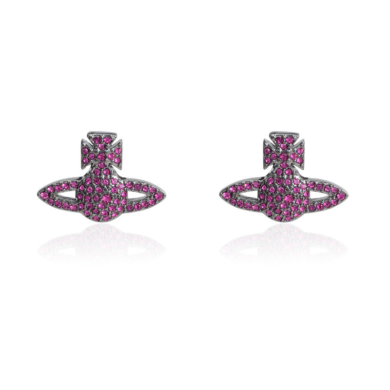 Vivienne Westwood small LOGO stud earrings full of diamonds exquisite