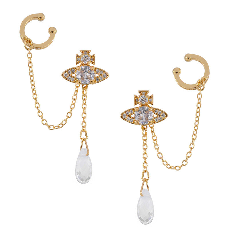 Vivienne Westwood water drop full diamond earrings HENRIETTE Vachette clasp earrings