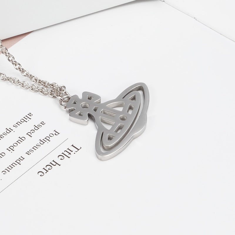 Vivienne Westwood line cut hollow line pendant necklace ins style