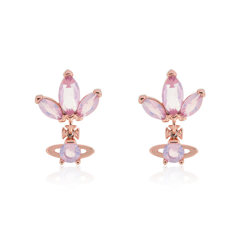 Vivienne Westwood SHOSHANA new rhinestone earrings pink ear