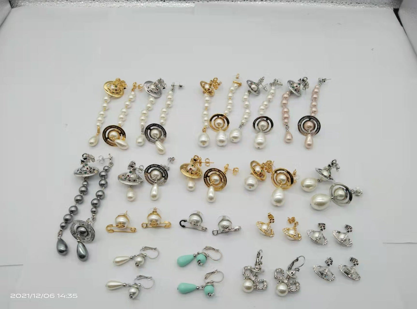 Vivienne Westwood Bell pearl earrings female niche personality High sense