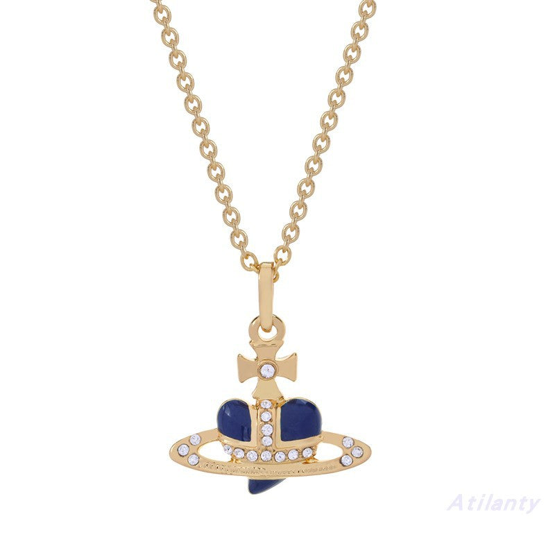 Vivienne Westwood heart shape clavicle paint necklace small personality European and American punk