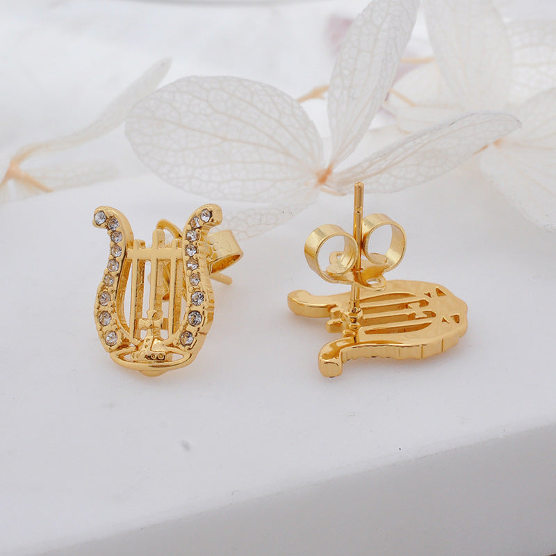 Vivienne Westwood ear studs harp earrings punk earrings personality