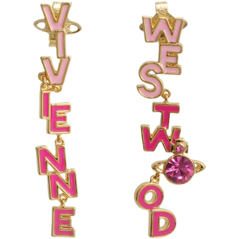 Vivienne Westwood paint asymmetric letter earrings