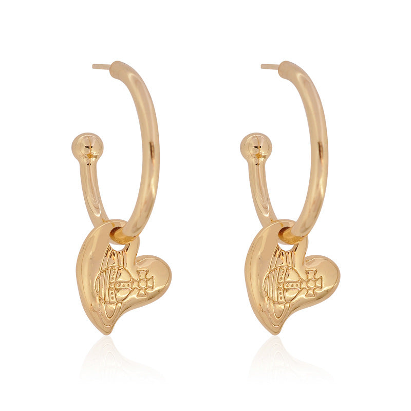 Vivienne Westwood oblique love eardrop earring niche personality sweet cool style