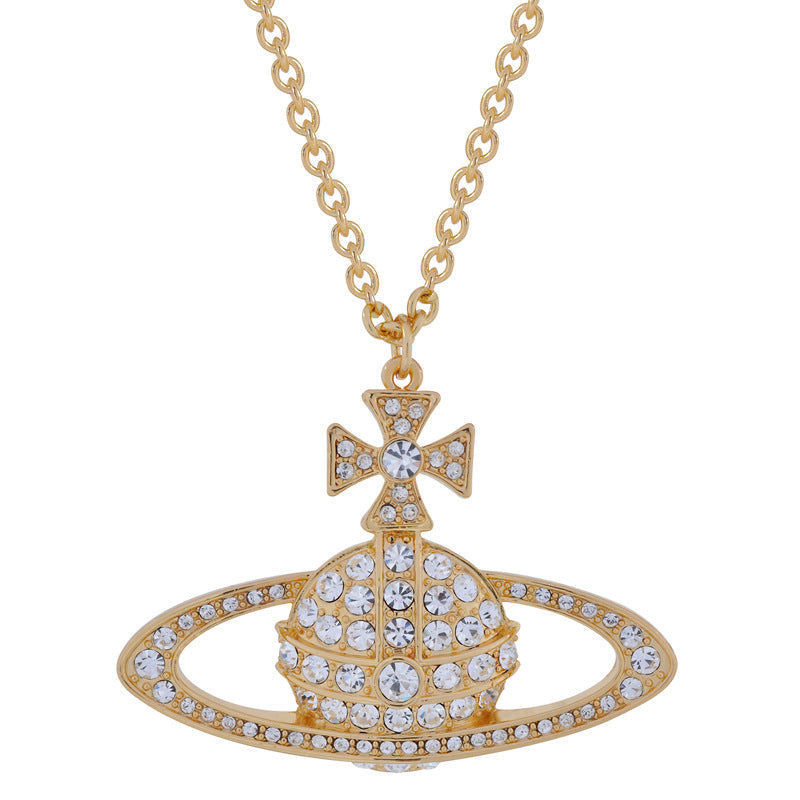 Vivienne Westwood hanging full diamond large pendant necklace personality punk