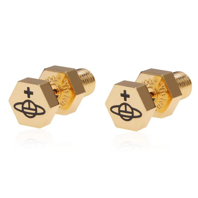 Vivienne Westwood Hexagon screws stud earrings all-match punk