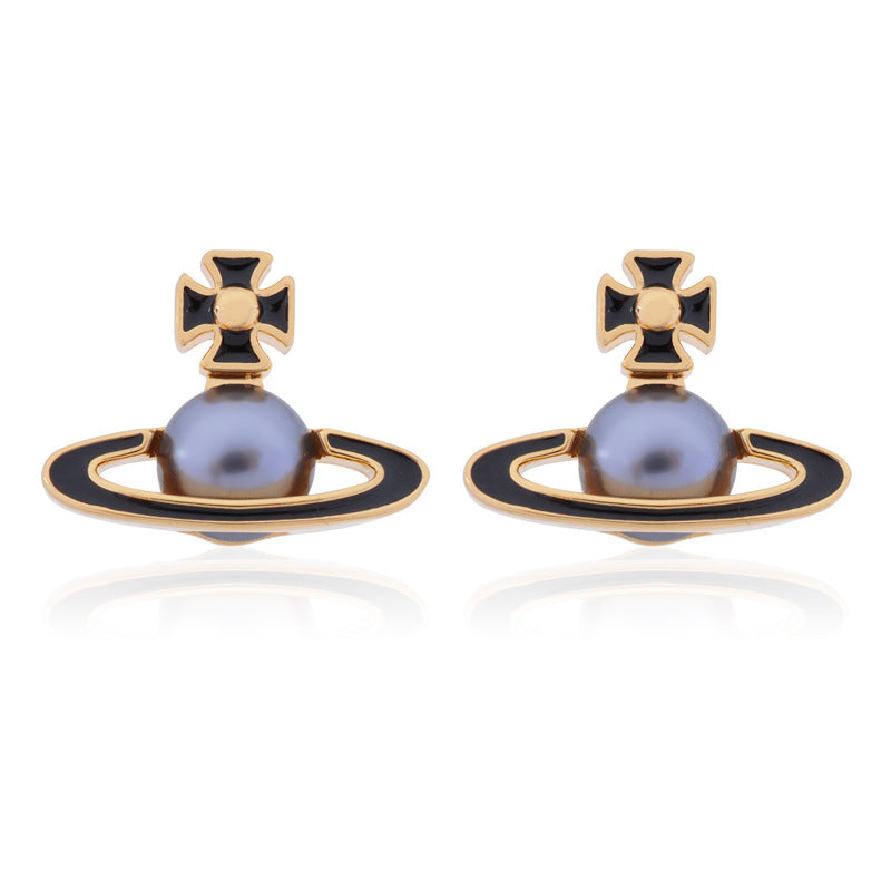 Vivienne Westwood Pearl paint series earrings small and personalized all-match