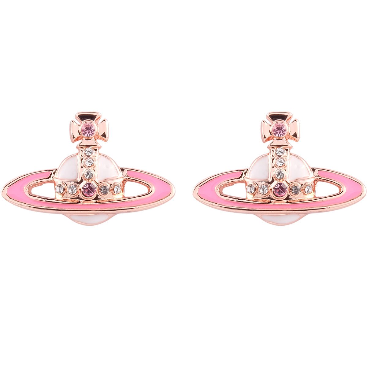 Vivienne Westwood two-tone epoxy Japanese and Korean inlaid Diamond affordable luxury fashion earrings