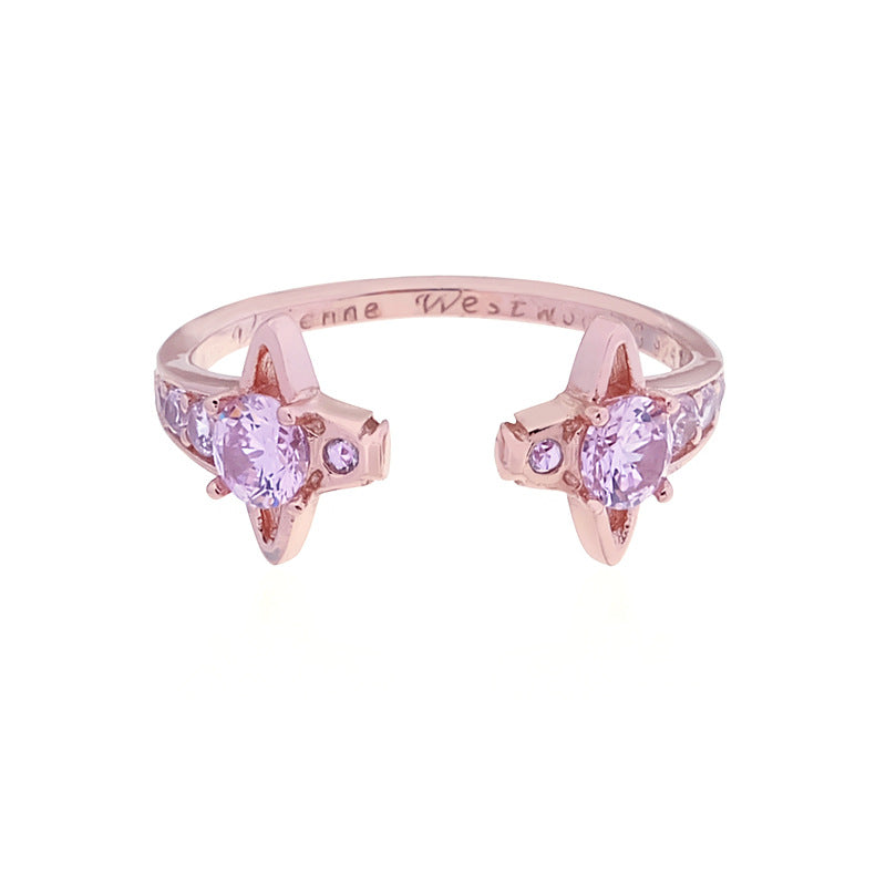 Vivienne Westwood double diamond open ring simple European and American style punk accessories