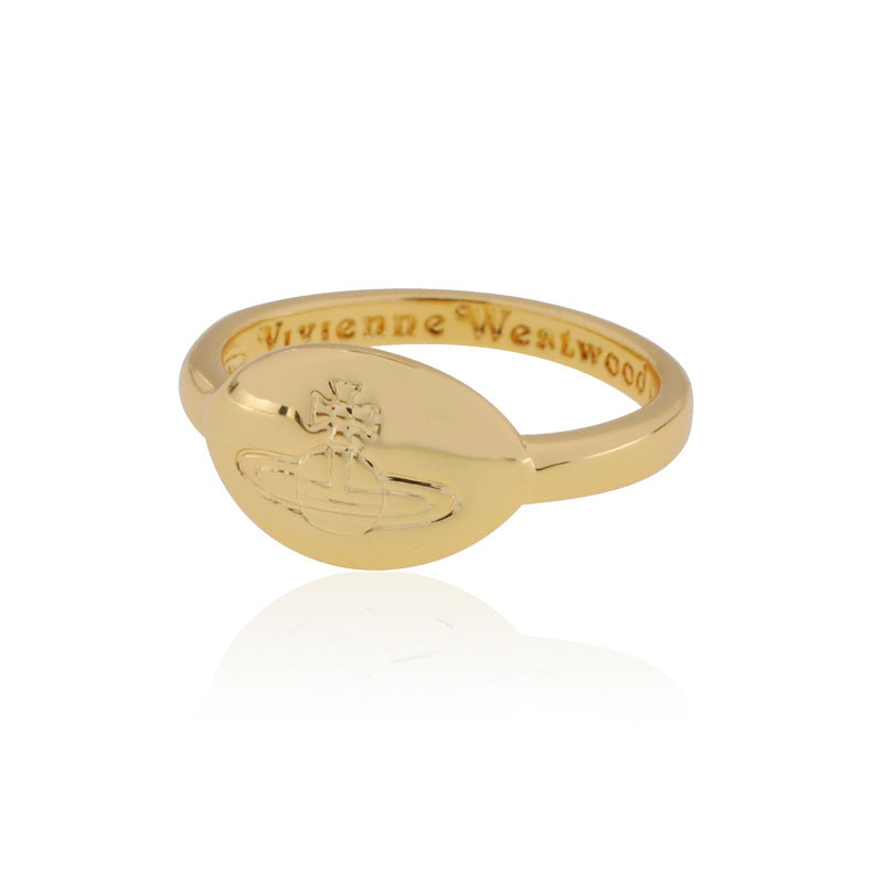 Vivienne Westwood European and American style punk simple engraving ring multi-color fashion