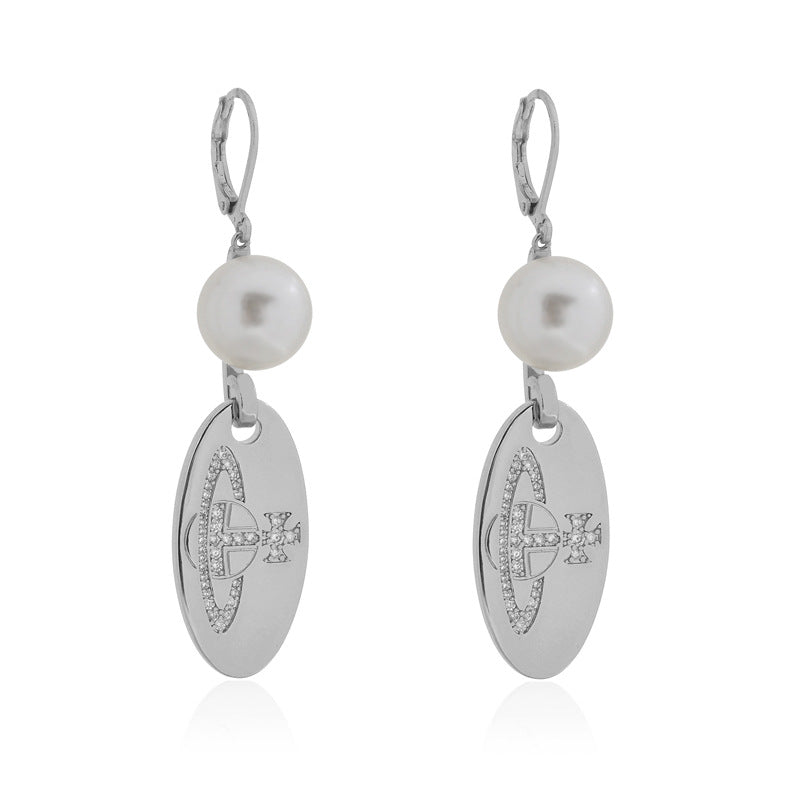 Vivienne Westwood Pearl round bracelet punk earrings couple accessories