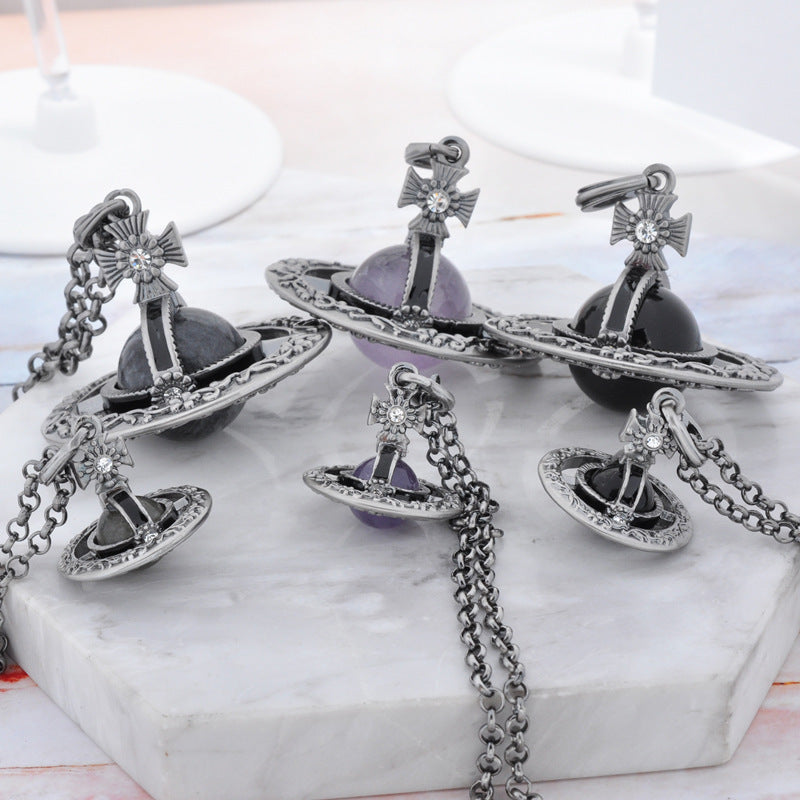 Vivienne Westwood Punk vintage engraving series personalized pendant necklace