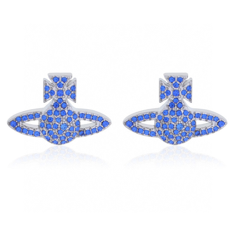 Vivienne Westwood small LOGO stud earrings full of diamonds exquisite