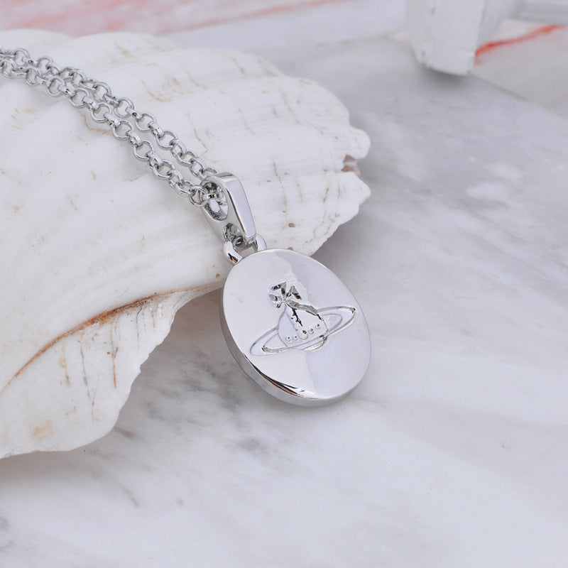 Vivienne Westwood LOGO round plate pendant necklace punk