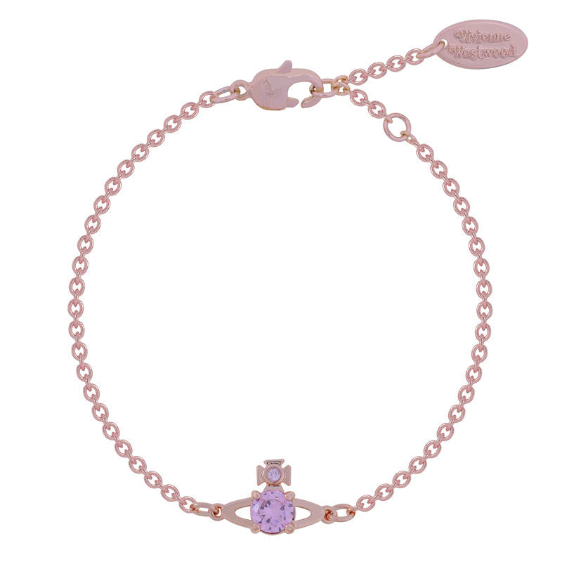 Vivienne Westwood silver four-claw zircon shining diamond bracelet