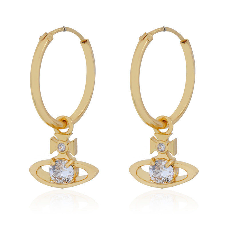 Vivienne Westwood four-claw Zircon stud earrings small and exquisite
