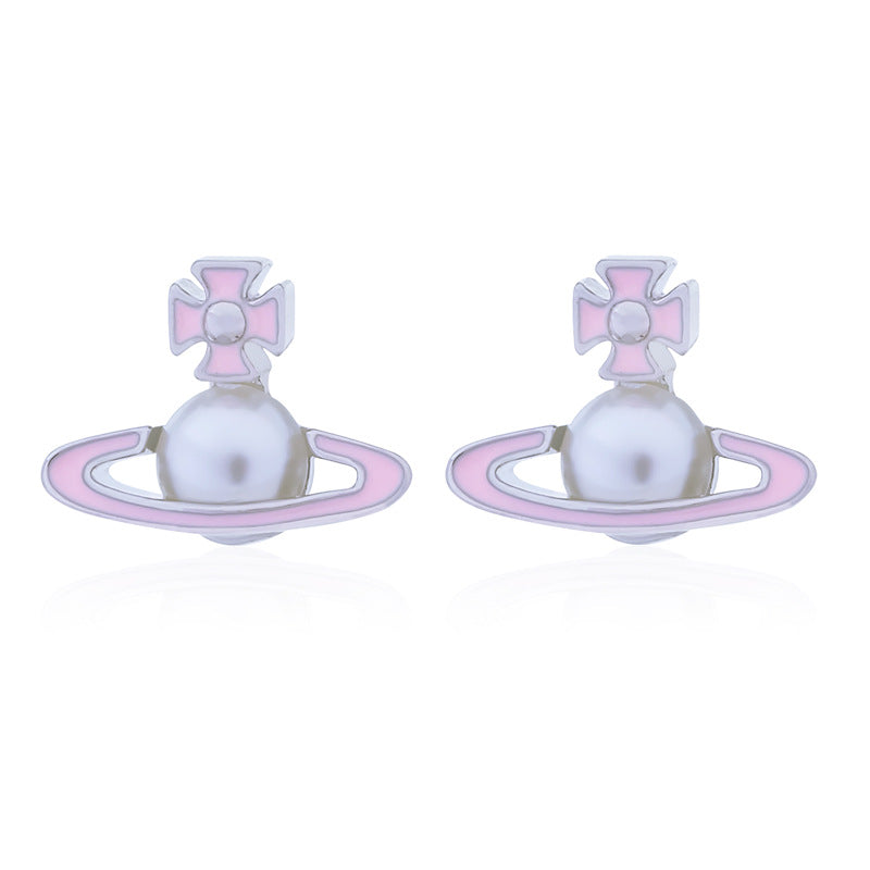 Vivienne Westwood Pearl paint series earrings small and personalized all-match