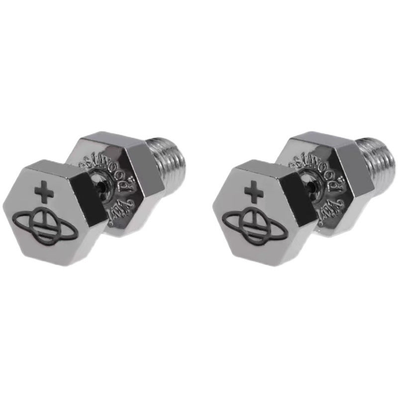 Vivienne Westwood Hexagon screws stud earrings all-match punk