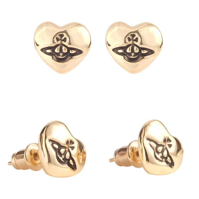 Vivienne Westwood heart-shaped stud earrings small and personalized exquisite and versatile