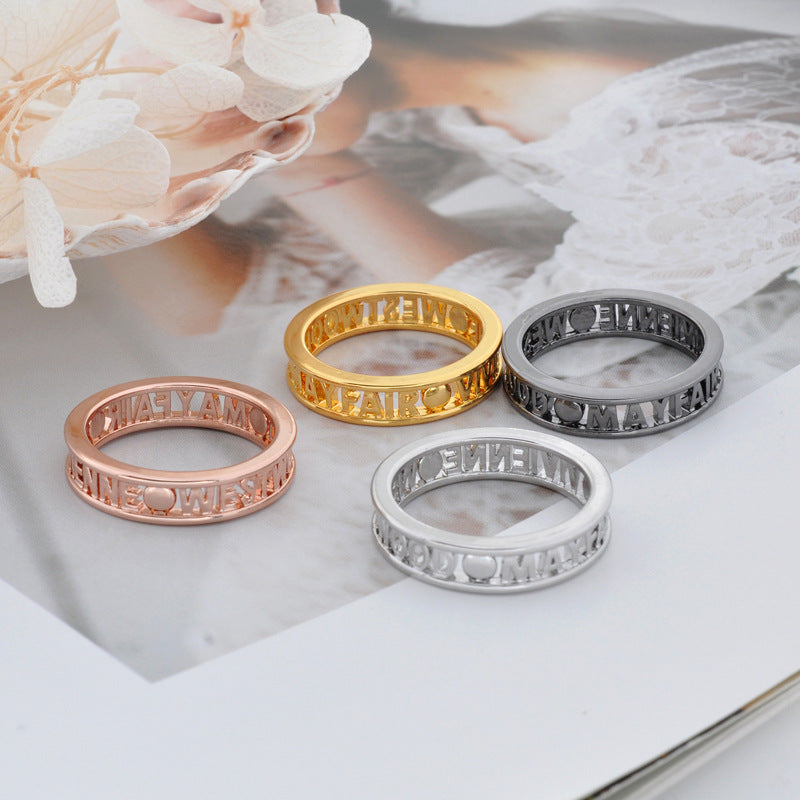 Vivienne Westwood hollow series letter ring European and American everyday Joker