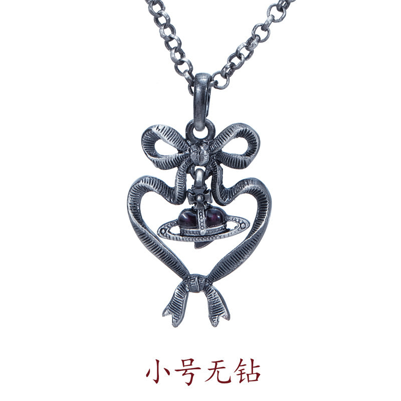 Vivienne Westwood bow love purple diamond pendant necklace niche temperament