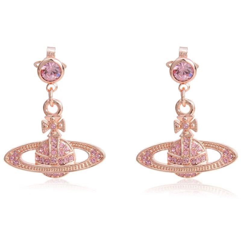 Vivienne Westwood ear studs European and American punk fully-jeweled crystal earrings personality