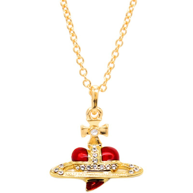 Vivienne Westwood heart shape clavicle paint necklace small personality European and American punk
