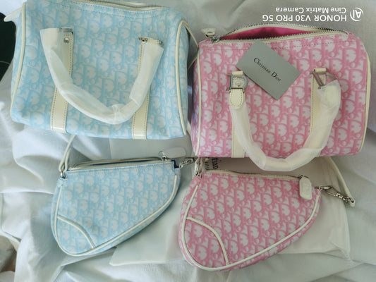 christian dior 2004 retro pink monogram boston bag  middle size