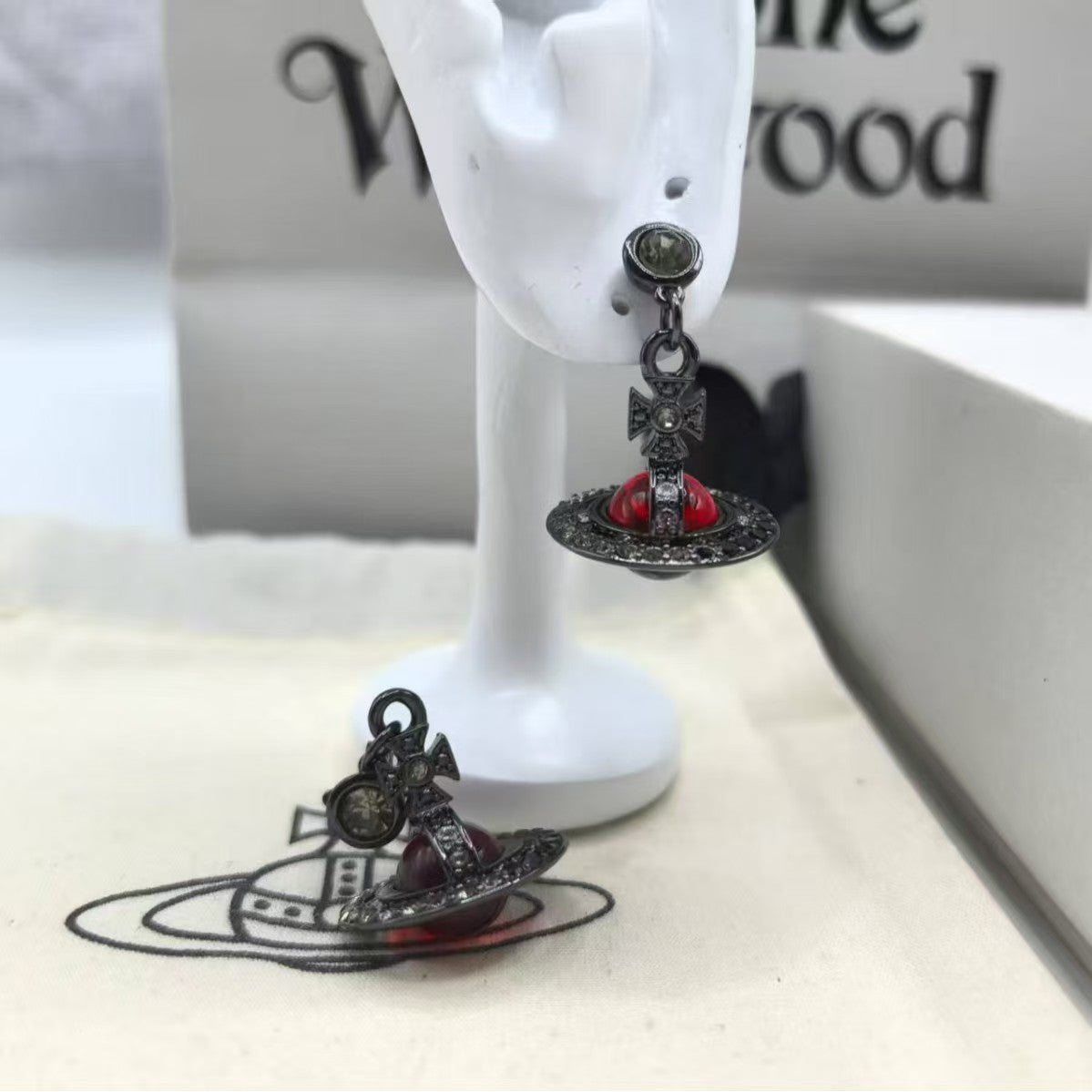 Vivienne Westwood 10MM lettering punk micro glass bead fashion earrings