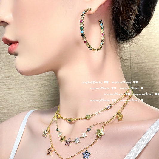 Color Five-Pointed Star Colorful Gemstone Necklace  Zircon Dai Dai Necklace