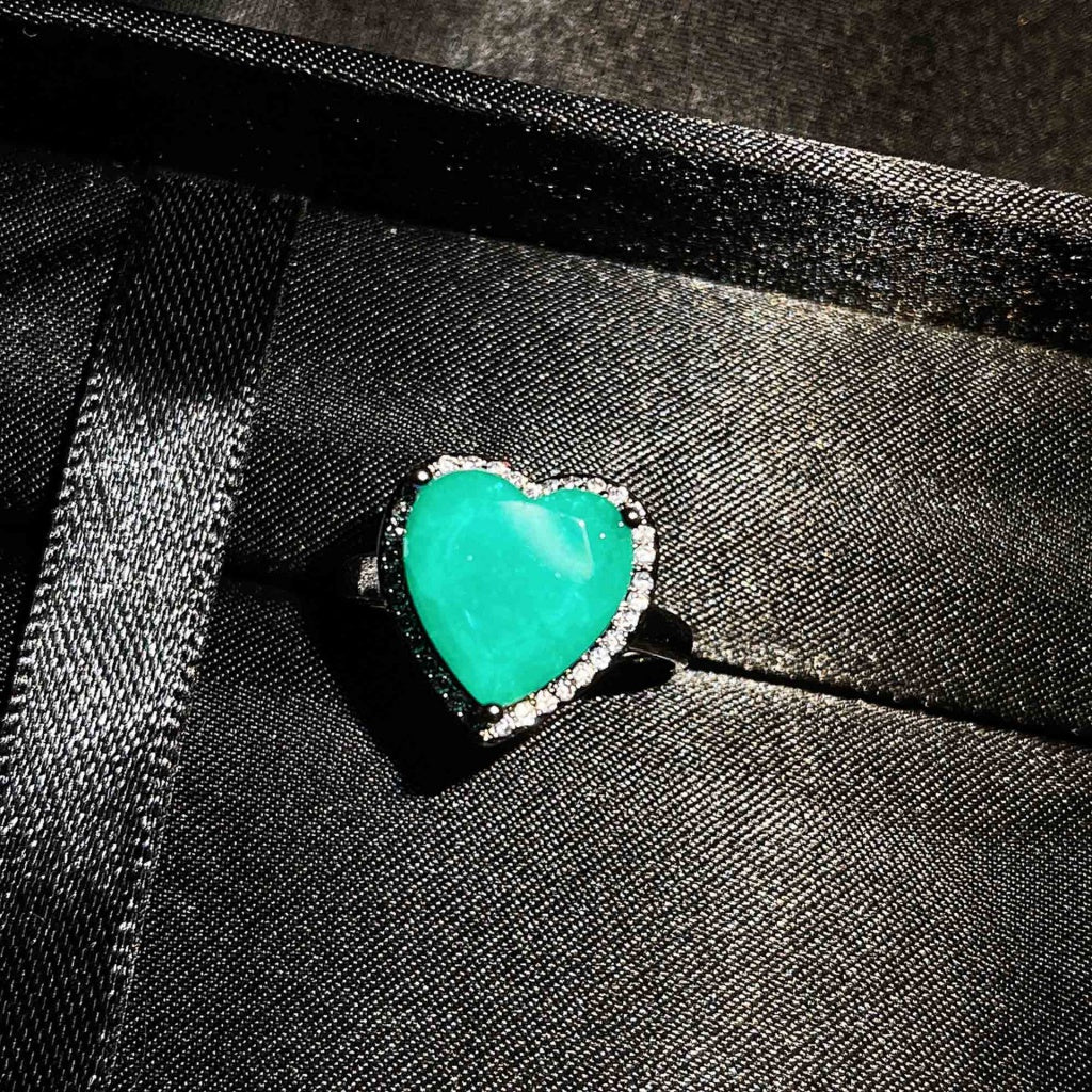 Kenzero Jewelry Natural Palaiba Suit Heart-Shaped Rings Pendants Necklace Gift