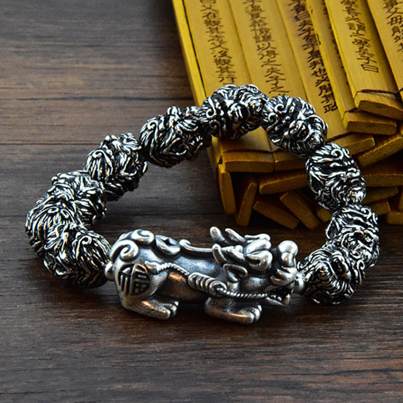 Black Myth Sun Wukong Men's Bracelet Retro Domineering Monkey Head Hand Jewelry Distressed Qi Tian Da Sheng Imitation Thai Silver Bracelet