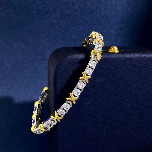 Zircon Inlay XClaw Chain Design Splicing Couple Style Fashion Jewelry