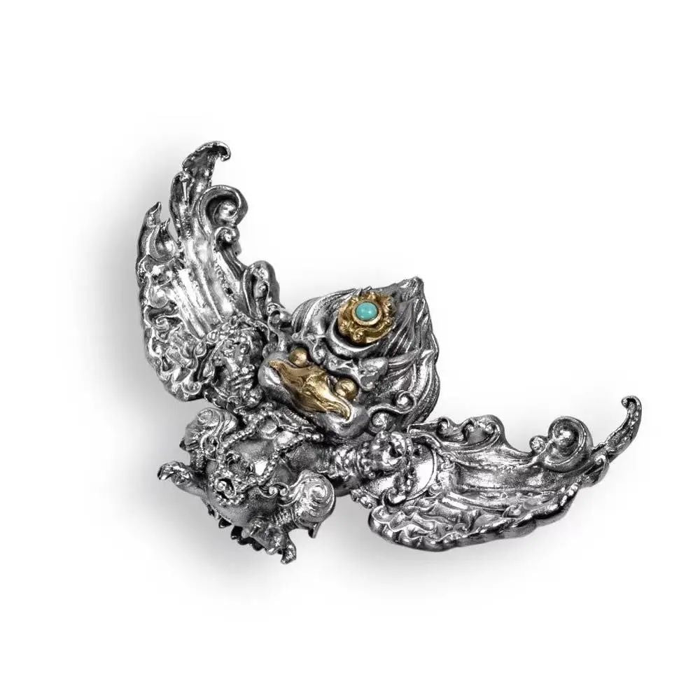 National Style Trendy Tibetan Ethnic Style Golden Wing Dapeng Bird Pendant Necklace Collectables-Autograph Accessories Handsome Pendant