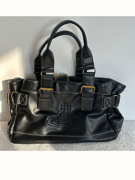 Vivienne Westwood Japan Autumn and Winter Style Cowhide Retro Tote Bag