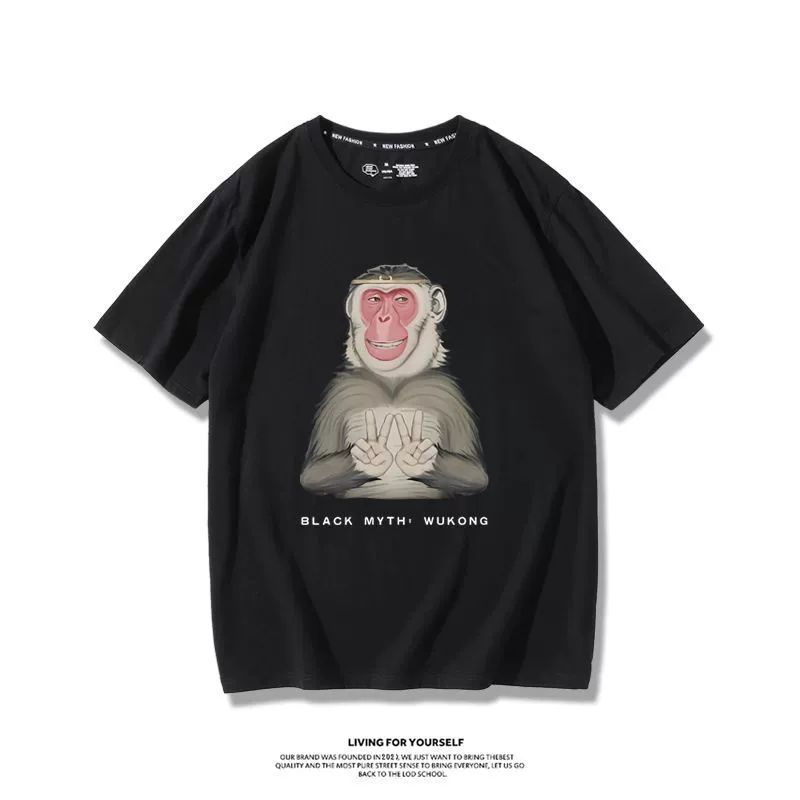 Black Myth Wukong Game Same StylesteamGreat Sage Qi Derivative Short SleevesTT Shirt Baby Boy and Girl Summer Cotton Half Sleeve