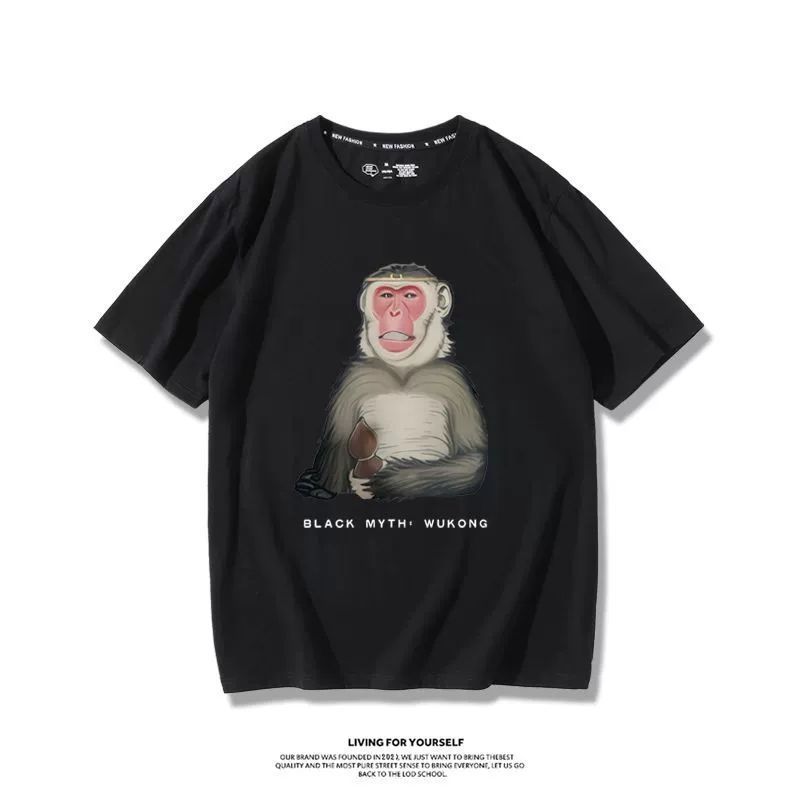 Black Myth Wukong Game Same StylesteamGreat Sage Qi Derivative Short SleevesTT Shirt Baby Boy and Girl Summer Cotton Half Sleeve