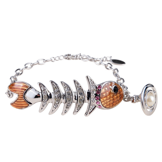 Vivienne Westwood fish-skeleton hanger punk bracelet personalized European and American style all-matching