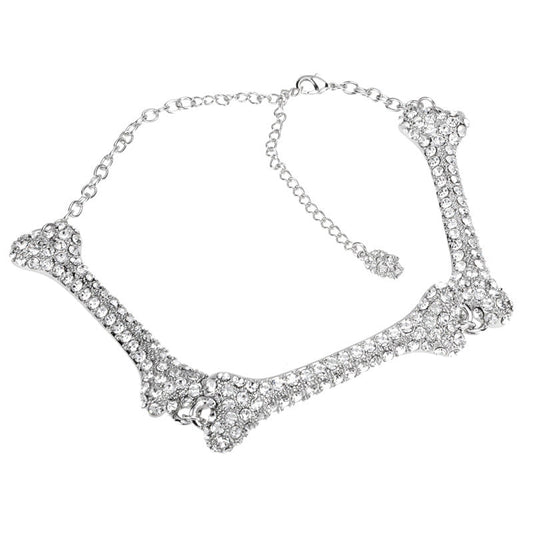 Vivienne Westwood full diamond three bones necklace clavicle chain ins