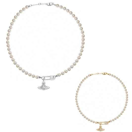 Vivienne Westwood 2022 pearl pin pendant necklace luxury exquisite and versatile