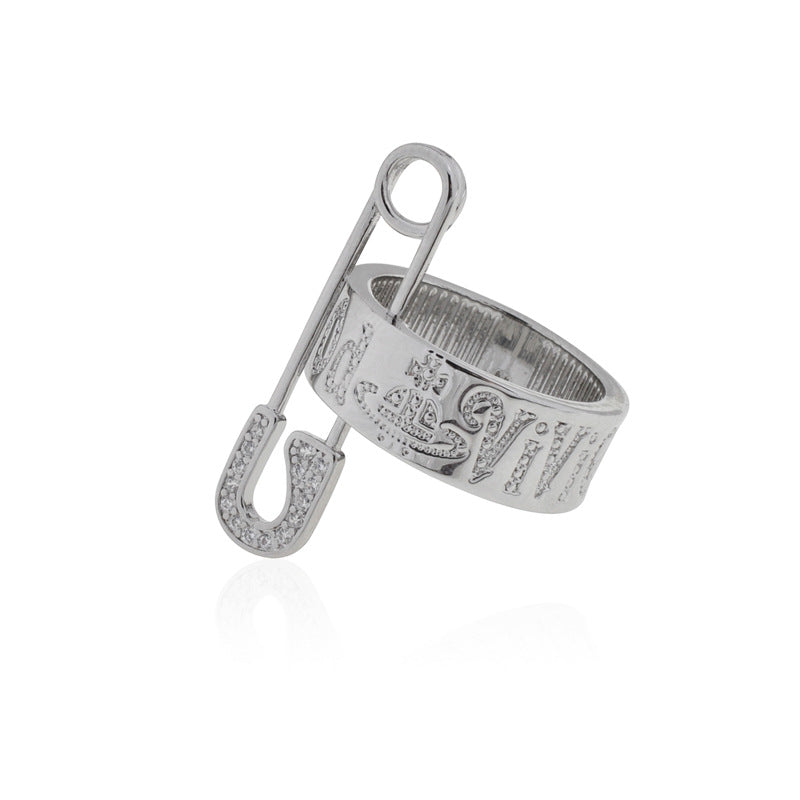 Vivienne Westwood universe safety pin element alloy ring European and American personalized punk