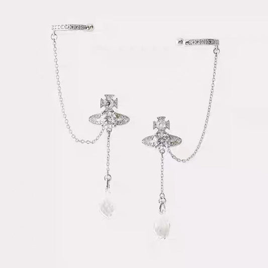 Vivienne Westwood water drop full diamond earrings HENRIETTE Vachette clasp earrings
