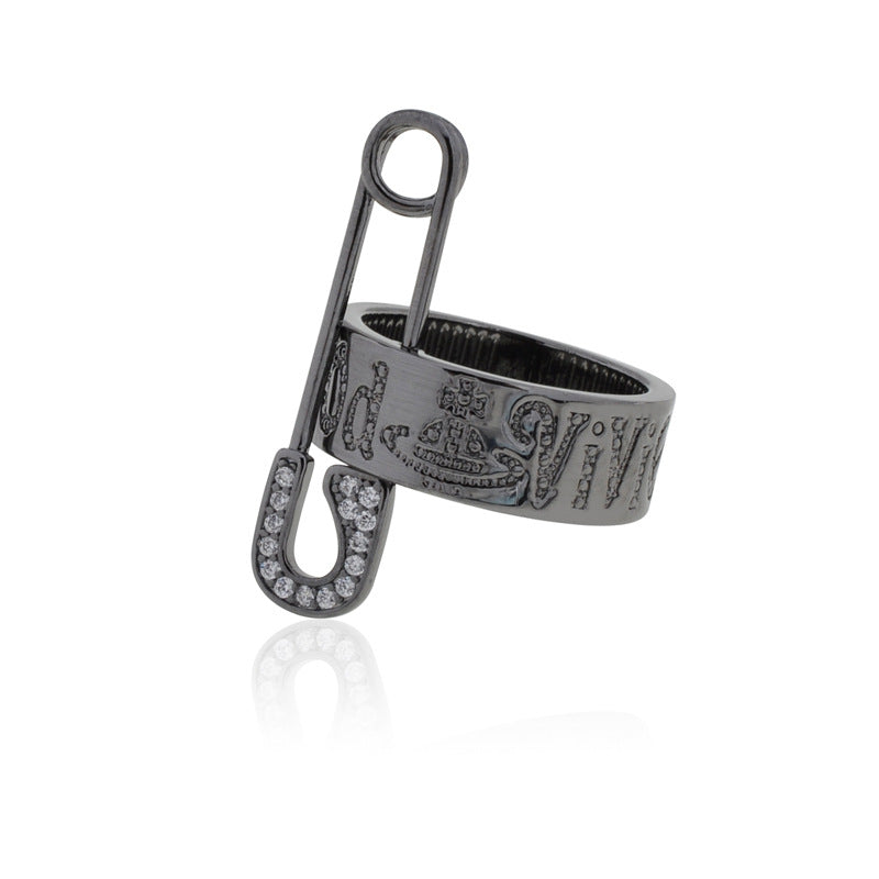 Vivienne Westwood universe safety pin element alloy ring European and American personalized punk