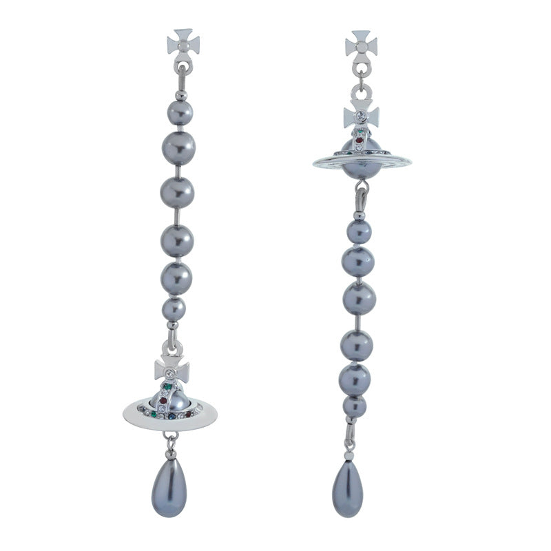 Vivienne Westwood asymmetric broken pearl earrings three-dimensional earrings