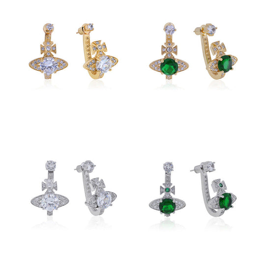 Vivienne Westwood U-shaped full-jeweled stud earrings exquisite luxurious earrings
