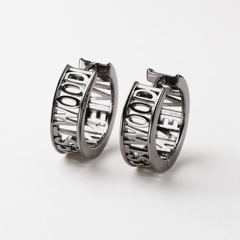 Vivienne Westwood hollow letter LOGO earrings ear studs couple models