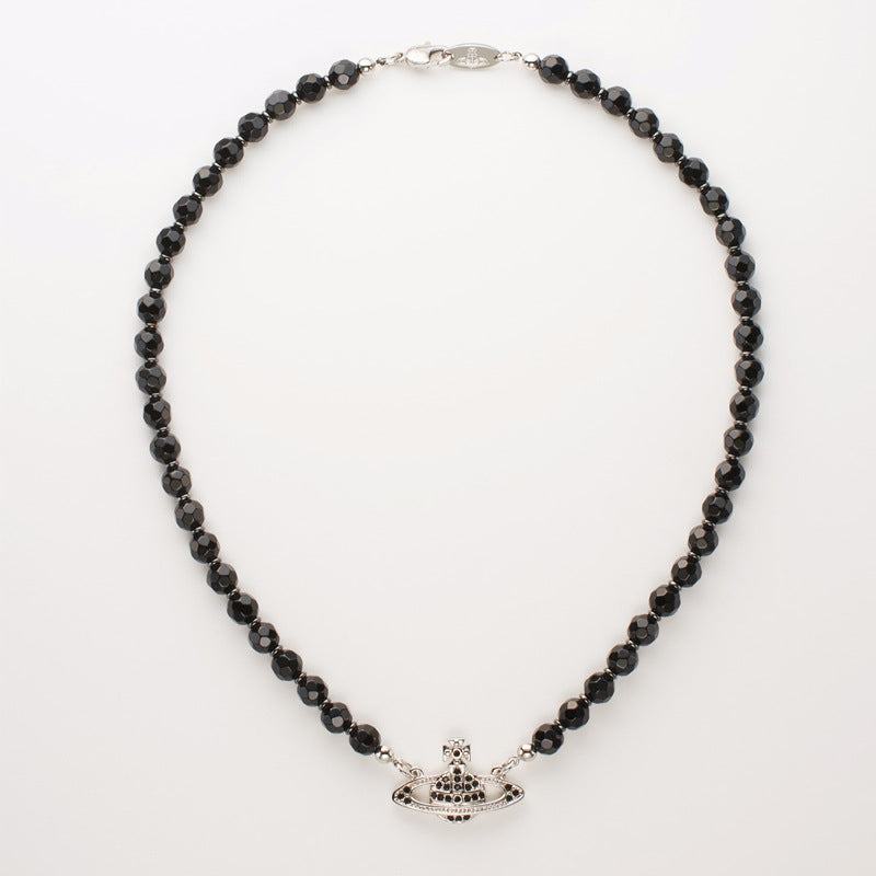 Vivienne Westwood black agate pendant necklace single layer/three layers