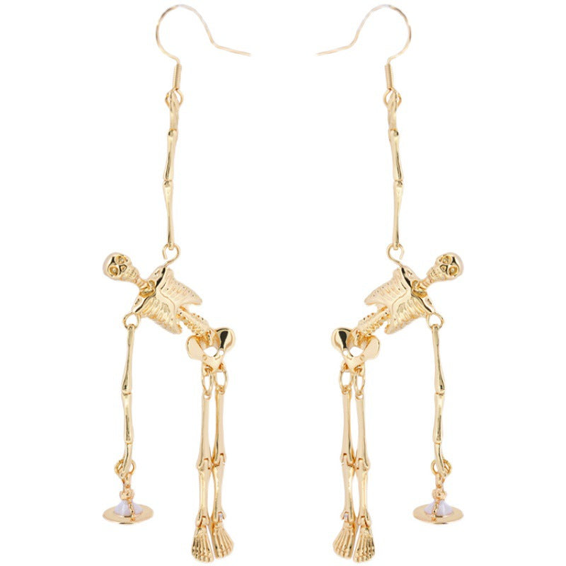 Vivienne Westwood skull Fishbone series earrings personalized minority tide